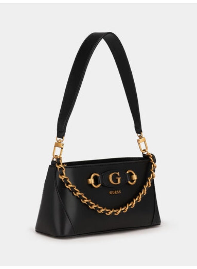 GUESS Amantea Girlfriend Bag with Metal Handle – Black, Eco-Leather Design - Image 5